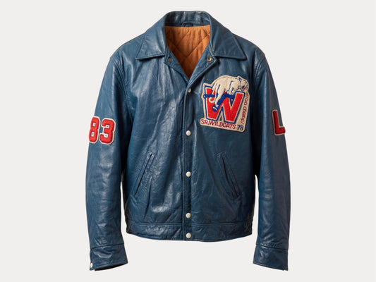 Size 42US / 52EU Vintage 1978 SR Wildcats Leather Varsity Jacket — Canadian High School Football  — SSIAA Champions — Made in Canada