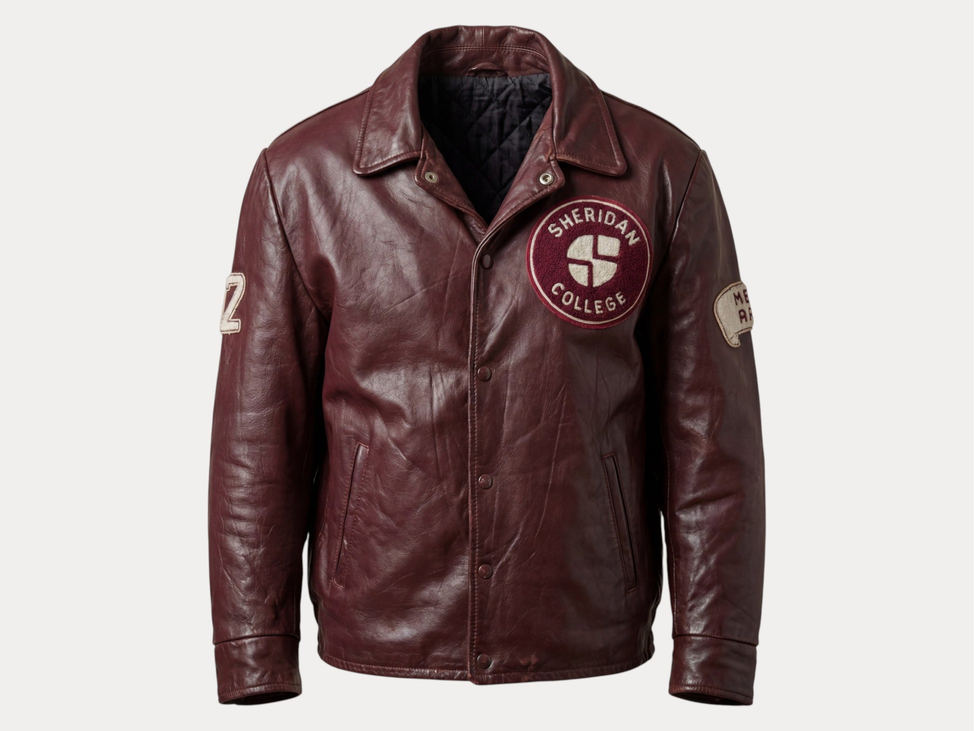 Size 44US / 54EU Vintage Varsity Leather Jacket – Canadian Made – College Style-AJ357 Studio-AJ357 Studio