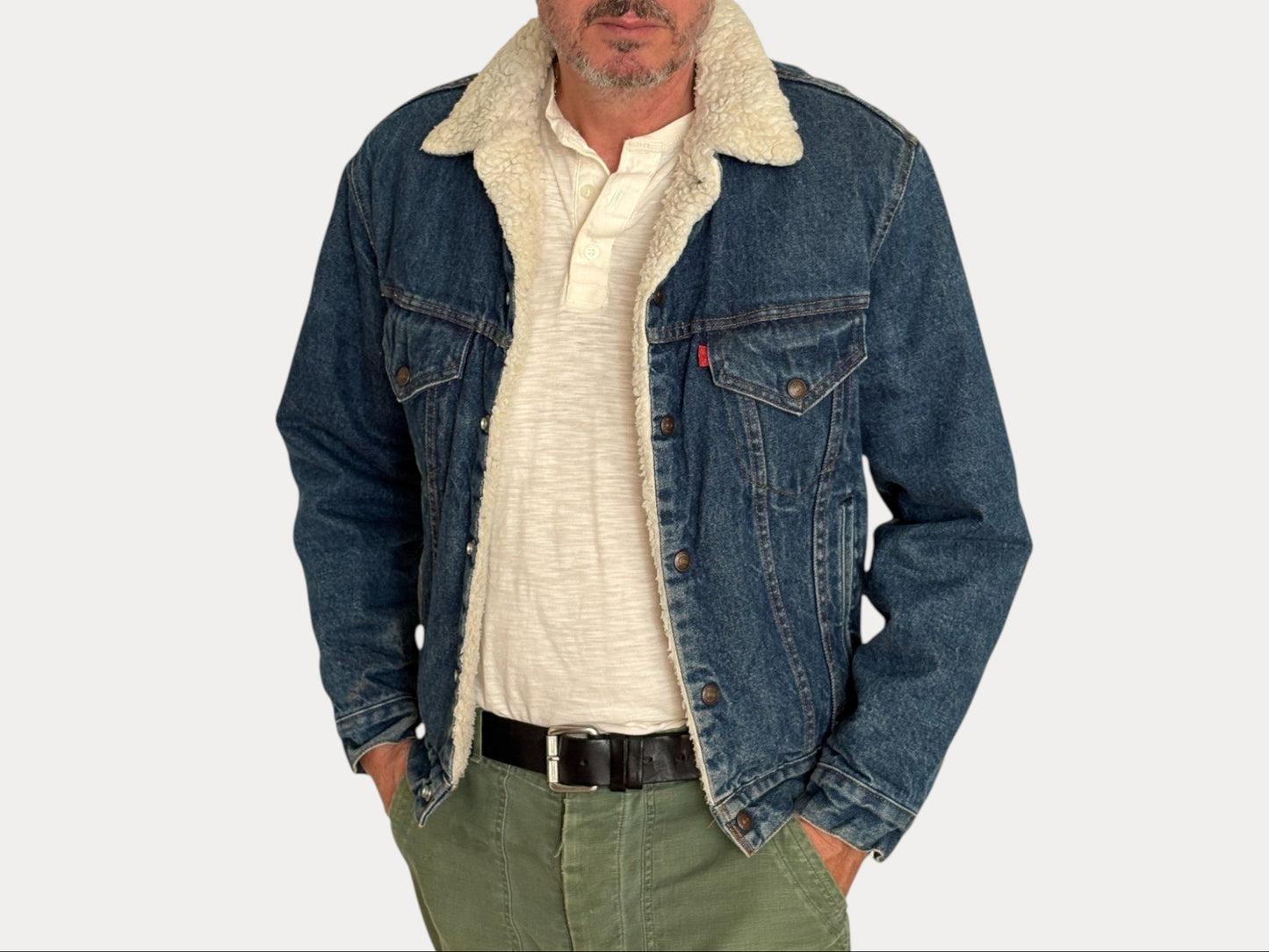 Size 36US/46EU. 4 pockets Vintage Levis fleece-sherpa Jacket Made in USA.-AJ357 Studio-AJ357 Studio