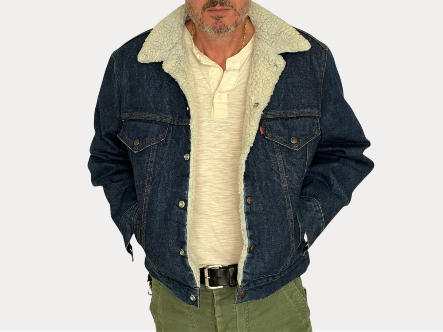 Size 42US/52EU. 4 pockets Vintage 80s Levis fleece Jacket Made in USA.-AJ357 Studio-AJ357 Studio