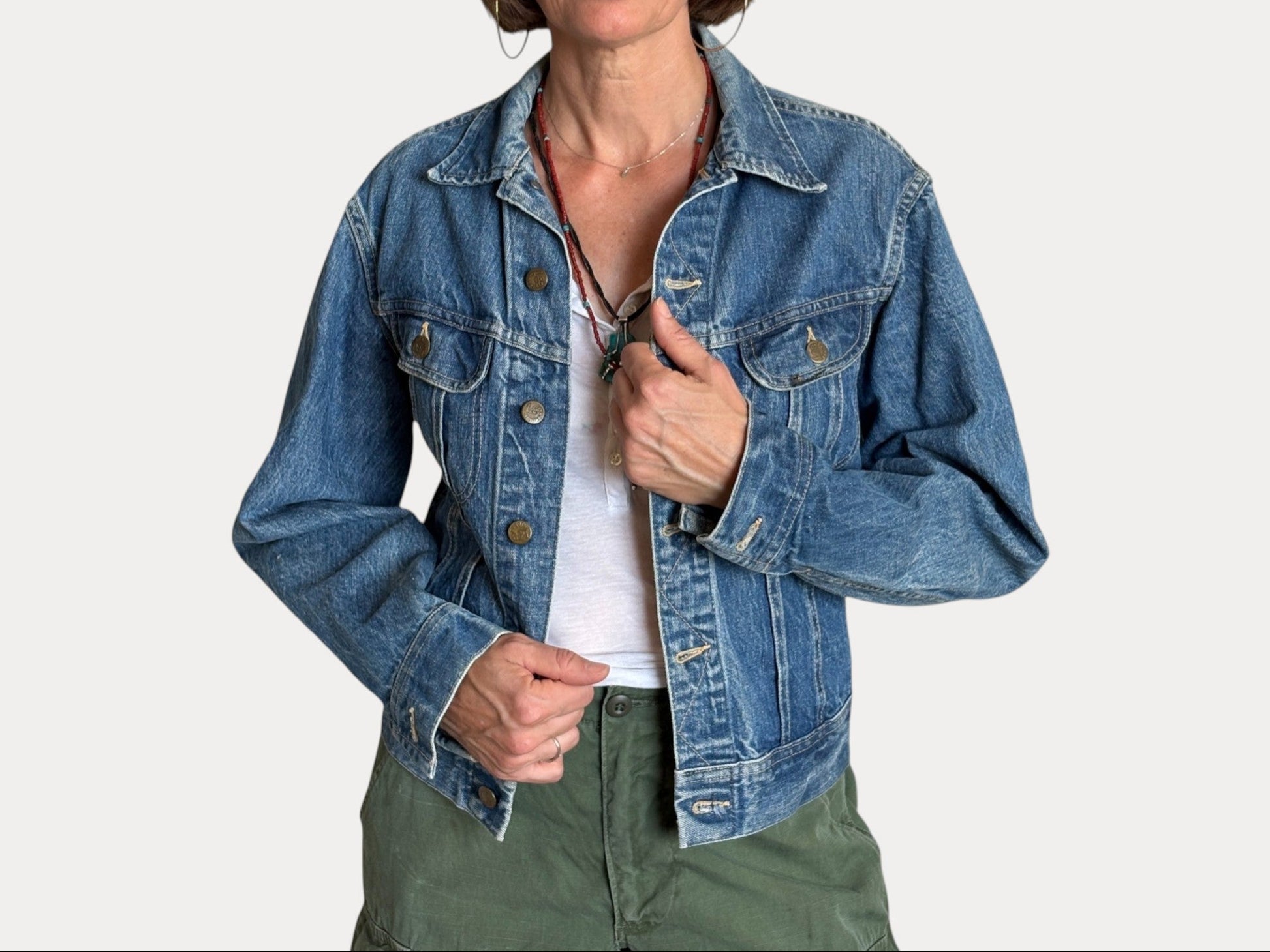 Size: 36US / 46EU Vintage 70s Lee Union Made Denim Shirt – 2 Pockets – Made in USA-AJ357 Studio-AJ357 Studio