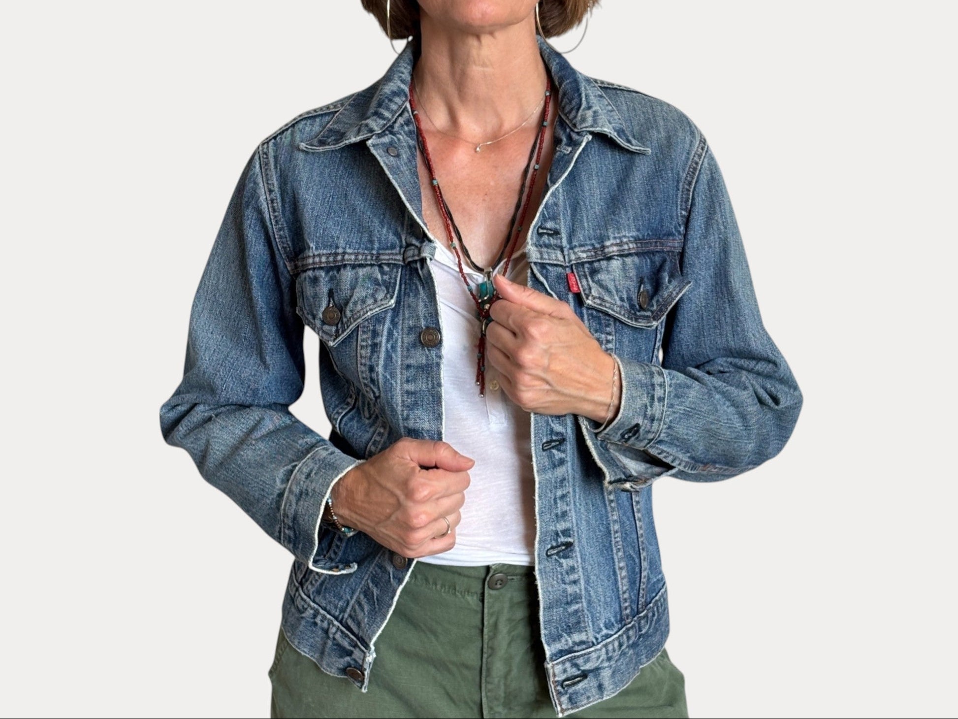 Size 36-38US / 46-48EU .Vintage 70s Levi’s Denim Jacket – 2 Pockets – Made in USA-AJ357 Studio-AJ357 Studio