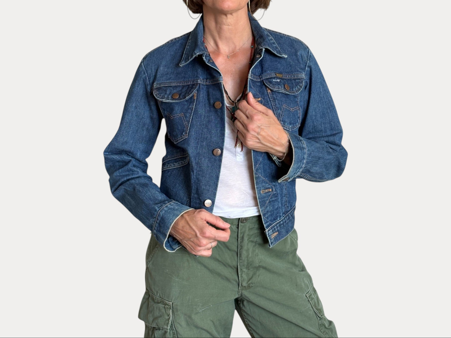Size 34US /44EU USA .Vintage 80s Maverick Denim Jacket – 4 Pockets – Made in USA-AJ357 Studio-AJ357 Studio