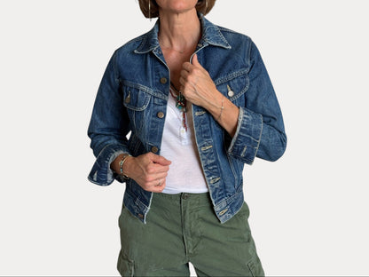 Size 34US / 44EU .Vintage 80s Lee Denim Jacket – 24Pockets – Made in USA-AJ357 Studio-AJ357 Studio