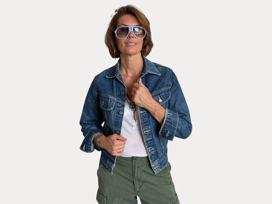 Size 34US / 44EU .Vintage 80s Lee Denim Jacket – 24Pockets – Made in USA-AJ357 Studio-AJ357 Studio