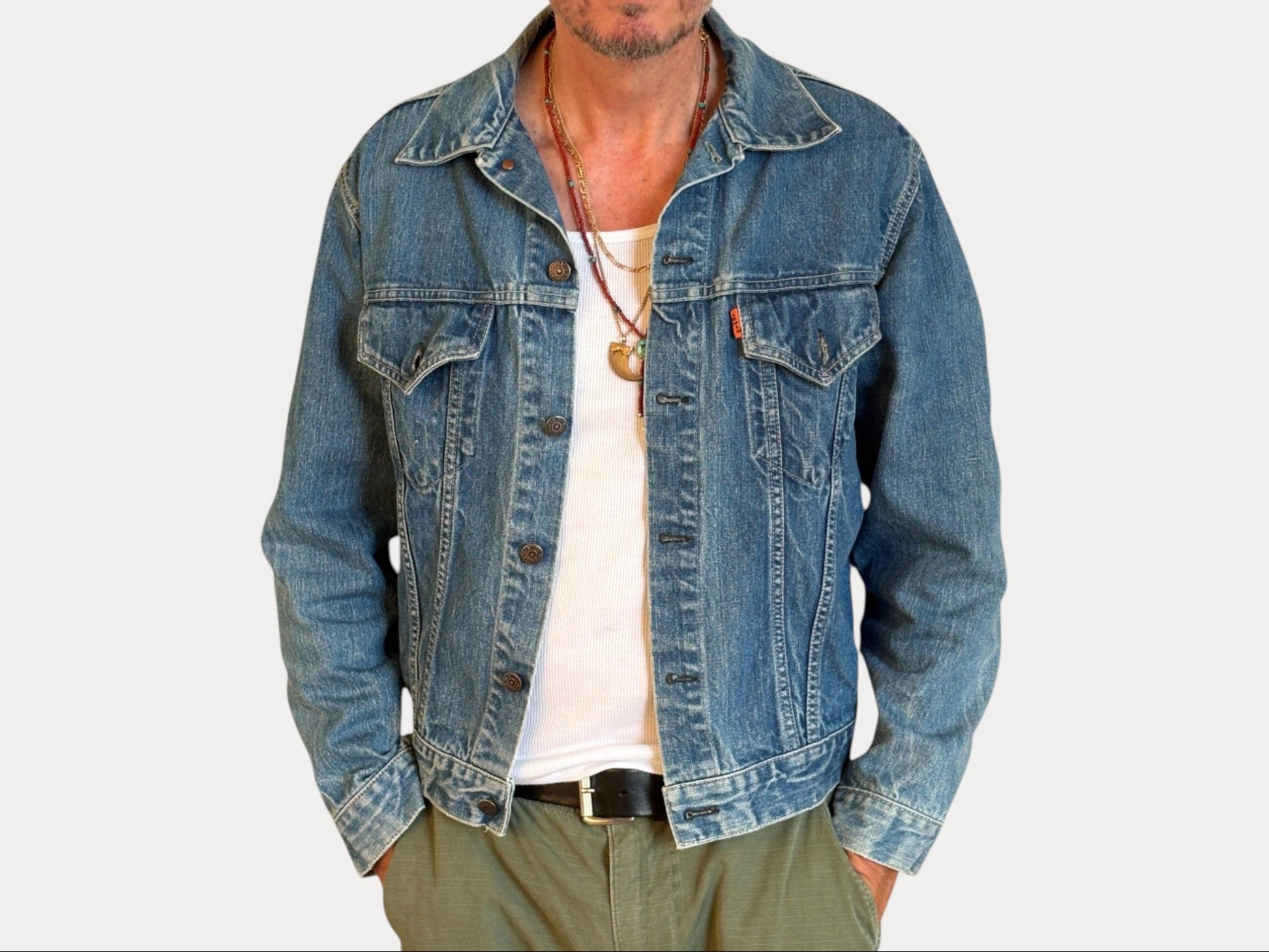 Size 42US / 52EU . Vintage 70s Levi’s Denim Jacket – 2 Pockets – Made in USA-AJ357 Studio-AJ357 Studio