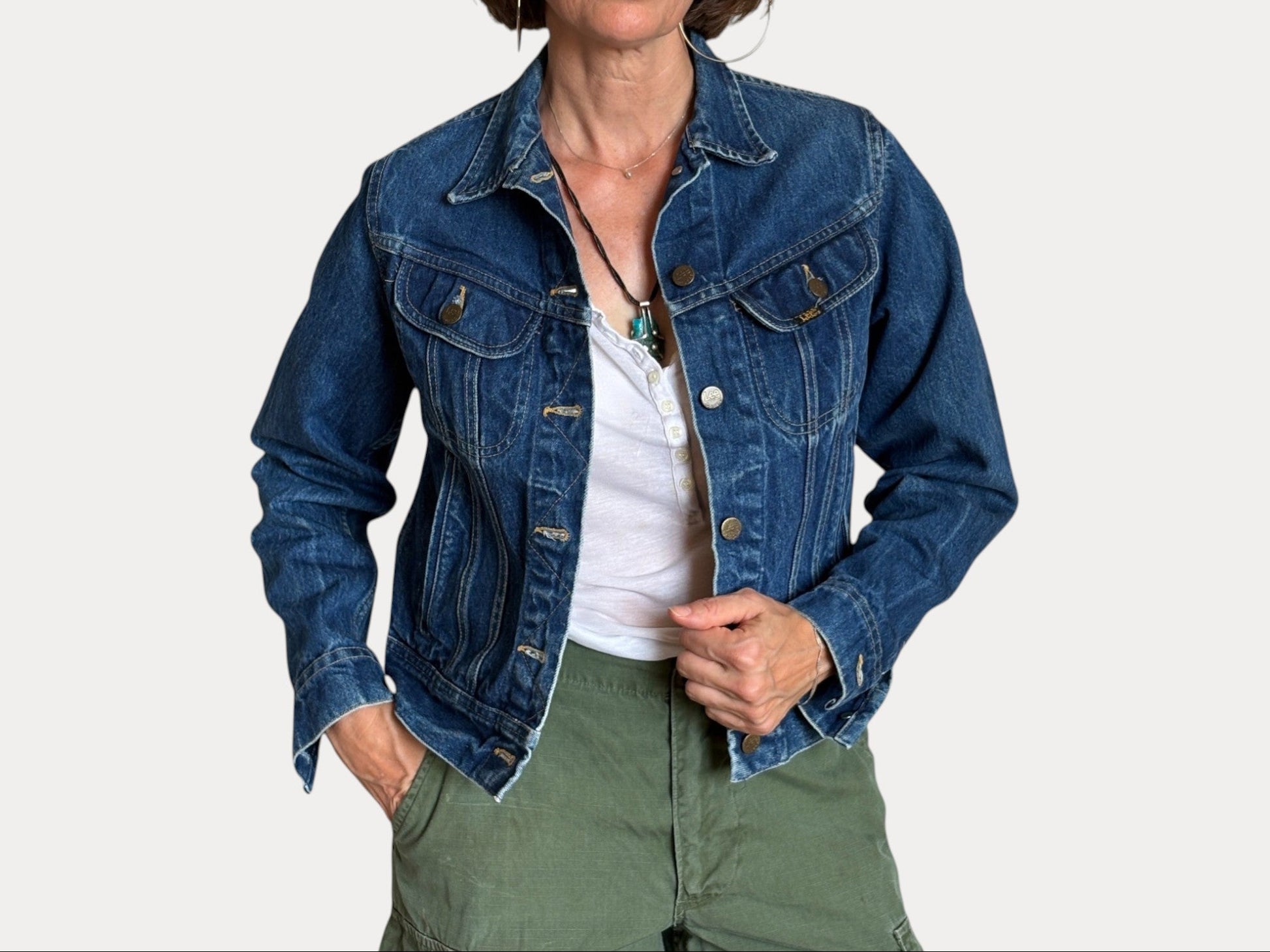 Size 34US / 44EU .Vintage 80s Lee Denim Jacket – 4 Pockets – Made in USA-AJ357 Studio-AJ357 Studio