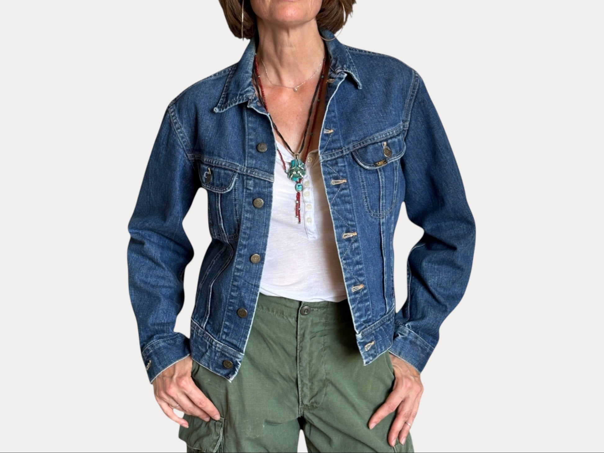 Size 38US / 48EU . Vintage 80s Lee Denim Jacket – 2 Pockets – Made in USA-AJ357 Studio-AJ357 Studio