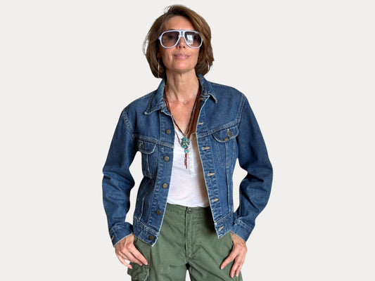 Size 38US / 48EU . Vintage 80s Lee Denim Jacket – 2 Pockets – Made in USA-AJ357 Studio-AJ357 Studio