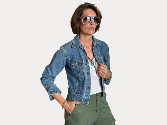 Size 34US / 44EU. Vintage 80s Lee Union Made Denim Shirt – 2 Pockets – Made in USA-AJ357 Studio-AJ357 Studio