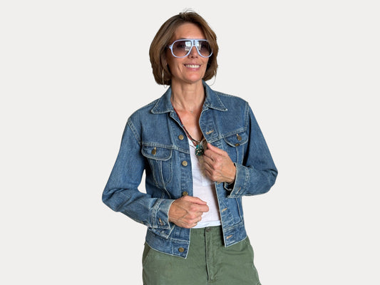 Size 34US / 44EU .Vintage 70s Lee Denim Jacket – Union Made – 2 Pockets – Made in USA-AJ357 Studio-AJ357 Studio