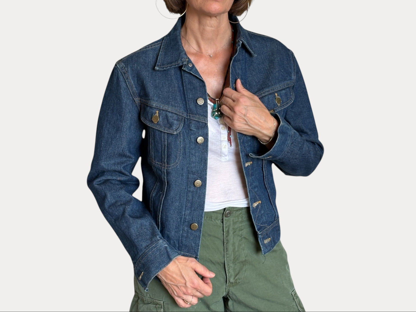 Size 36US / 46EU .Vintage 80s Lee Denim Jacket – 2 Pockets – Made in USA-AJ357 Studio-AJ357 Studio