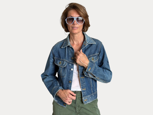 Size 34-36US / 44-46EU . Vintage 80s Lee Denim Jacket – 2 Pockets – Made in USA-AJ357 Studio-AJ357 Studio