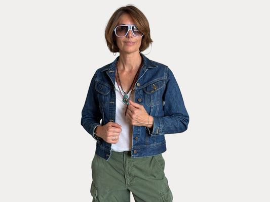 Size 5/6 USA .Vintage 70s Lee Denim Jacket – 2 Pockets – Made in USA-AJ357 Studio-AJ357 Studio