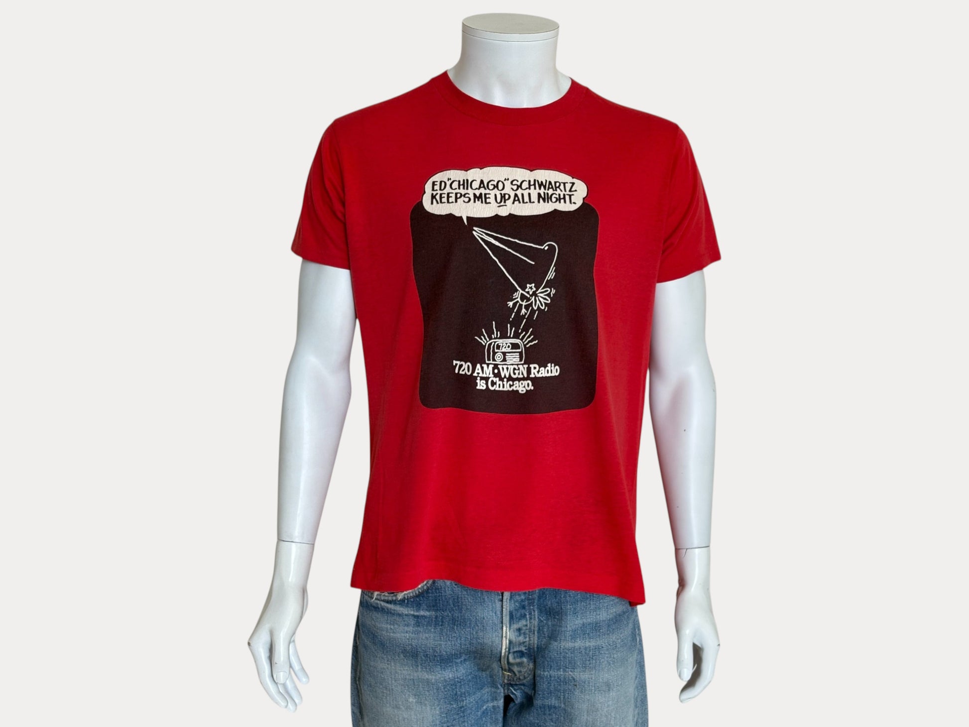 Vintage WGN Radio tee – late-night Chicago vibes with Ed ‘Chicago’ Schwartz. Large-AJ357 Studio-AJ357 Studio