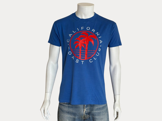 Vintage 80s California Coast Club tee – bold SoCal vibes with retro palm tree print. Large-AJ357 Studio-AJ357 Studio