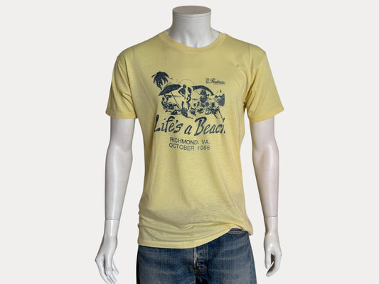 Vintage 1986 ‘Life’s a Beach’ tee – Richmond VA party vibes with retro beach scene.XL-AJ357 Studio-AJ357 Studio