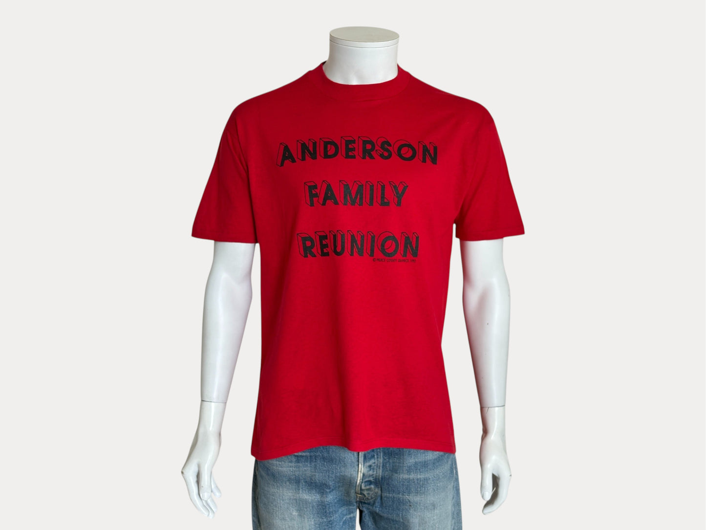 Vintage 1992 Anderson Family Reunion tee – classic 90s reunion shirt with bold lettering. Large-AJ357 Studio-AJ357 Studio