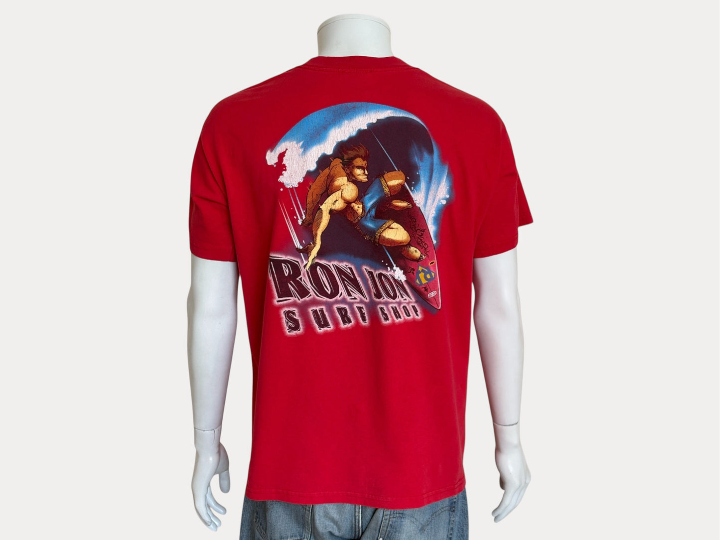 Vintage Ron Jon Surf Shop tee – bold comic-style surfer graphic with pure 90s beach energy. Large-AJ357 Studio-AJ357 Studio