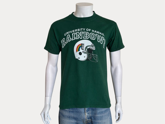 Vintage University of Hawaii Rainbows tee – bold NCAA football style with retro rainbow helmet graphic. Med-AJ357 Studio-AJ357 Studio