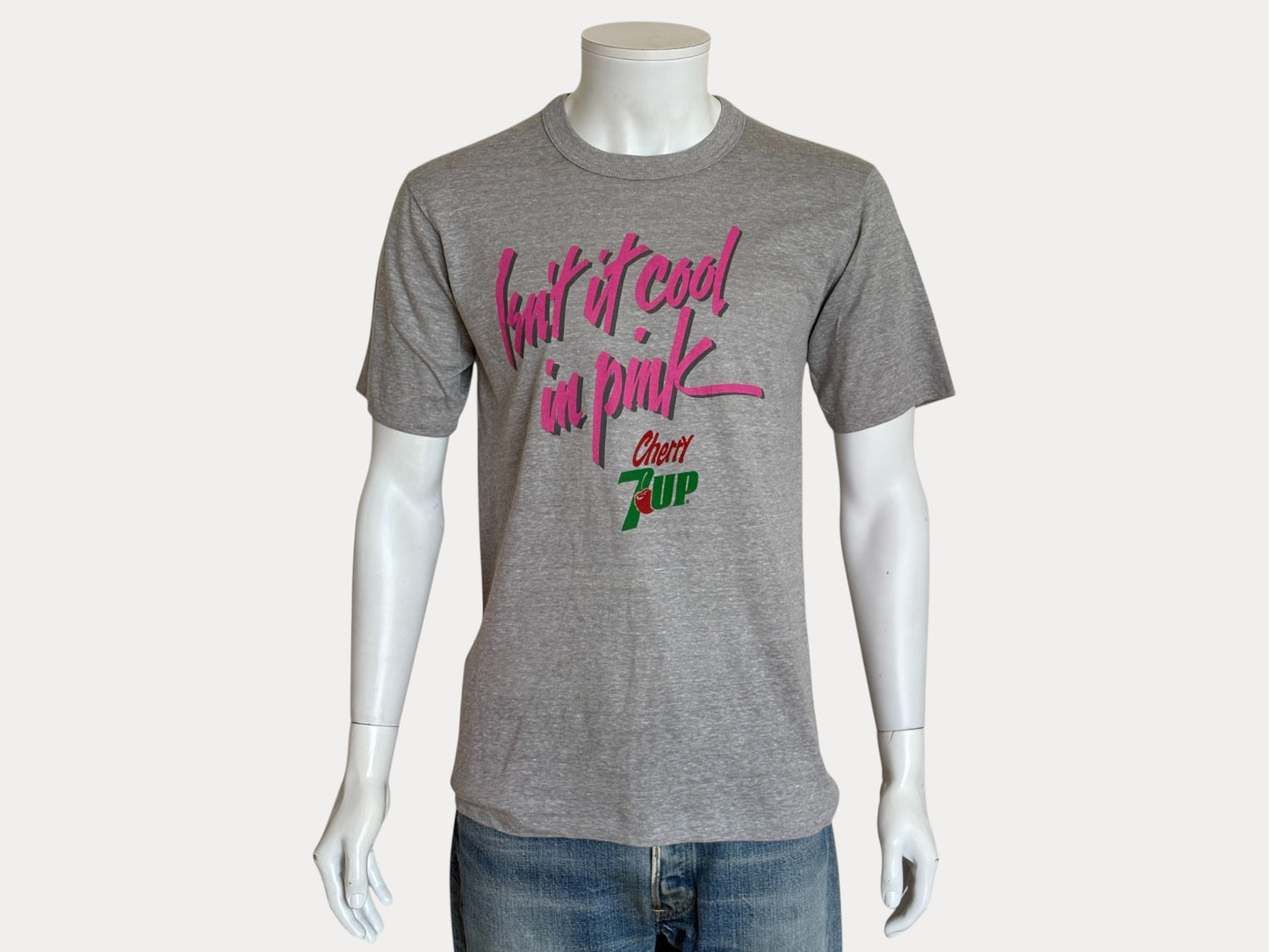 Vintage Cherry 7UP T-Shirt 80s “Isn’t It Cool in Pink” Soda Graphic Tee. Soft Drink Promo. Large-AJ357 Studio-AJ357 Studio