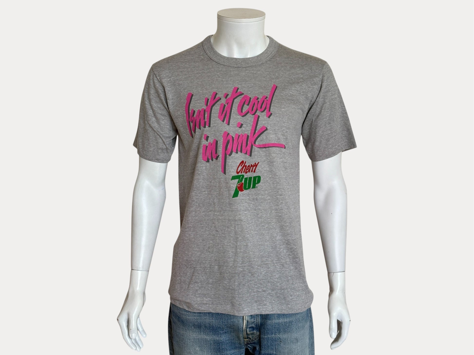 Vintage Cherry 7UP T-Shirt 80s “Isn’t It Cool in Pink” Soda Graphic Tee. Soft Drink Promo. Large-AJ357 Studio-AJ357 Studio