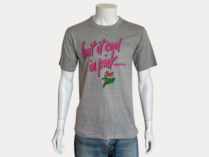 Vintage Cherry 7UP T-Shirt 80s “Isn’t It Cool in Pink” Soda Graphic Tee. Soft Drink Promo. Large-AJ357 Studio-AJ357 Studio