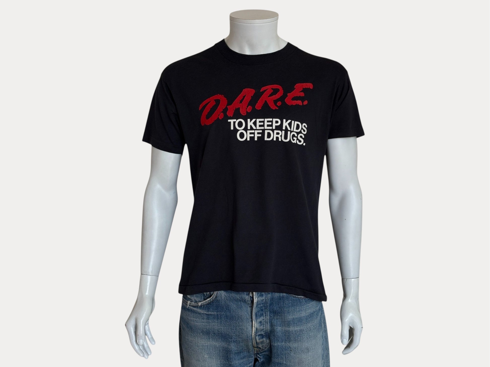 Vintage 80s D.A.R.E. T-Shirt 90s Black “To Keep Kids Off Drugs” Anti-Drug Program Tee Bold Red White Graphic. Large-AJ357 Studio-AJ357 Studio