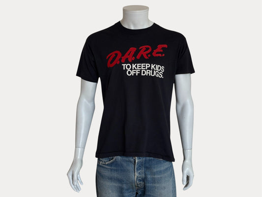 Vintage 80s D.A.R.E. T-Shirt 90s Black “To Keep Kids Off Drugs” Anti-Drug Program Tee Bold Red White Graphic. Large-AJ357 Studio-AJ357 Studio