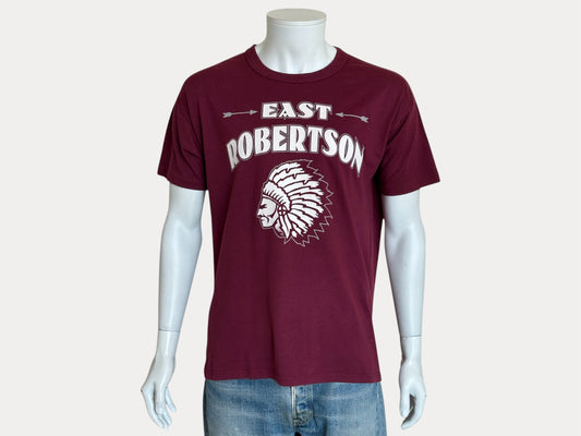 Vintage East Robertson T-Shirt Maroon Native Graphic 90s High School Spirit Tee Arrows & Headdress Print. Large-AJ357 Studio-AJ357 Studio