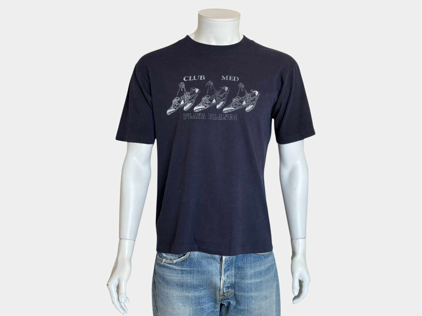 Vintage Club Med Playa Blanca T-Shirt – Size L – 1980s Graphic Sneakers Tee – Made in USA-AJ357 Studio-AJ357 Studio