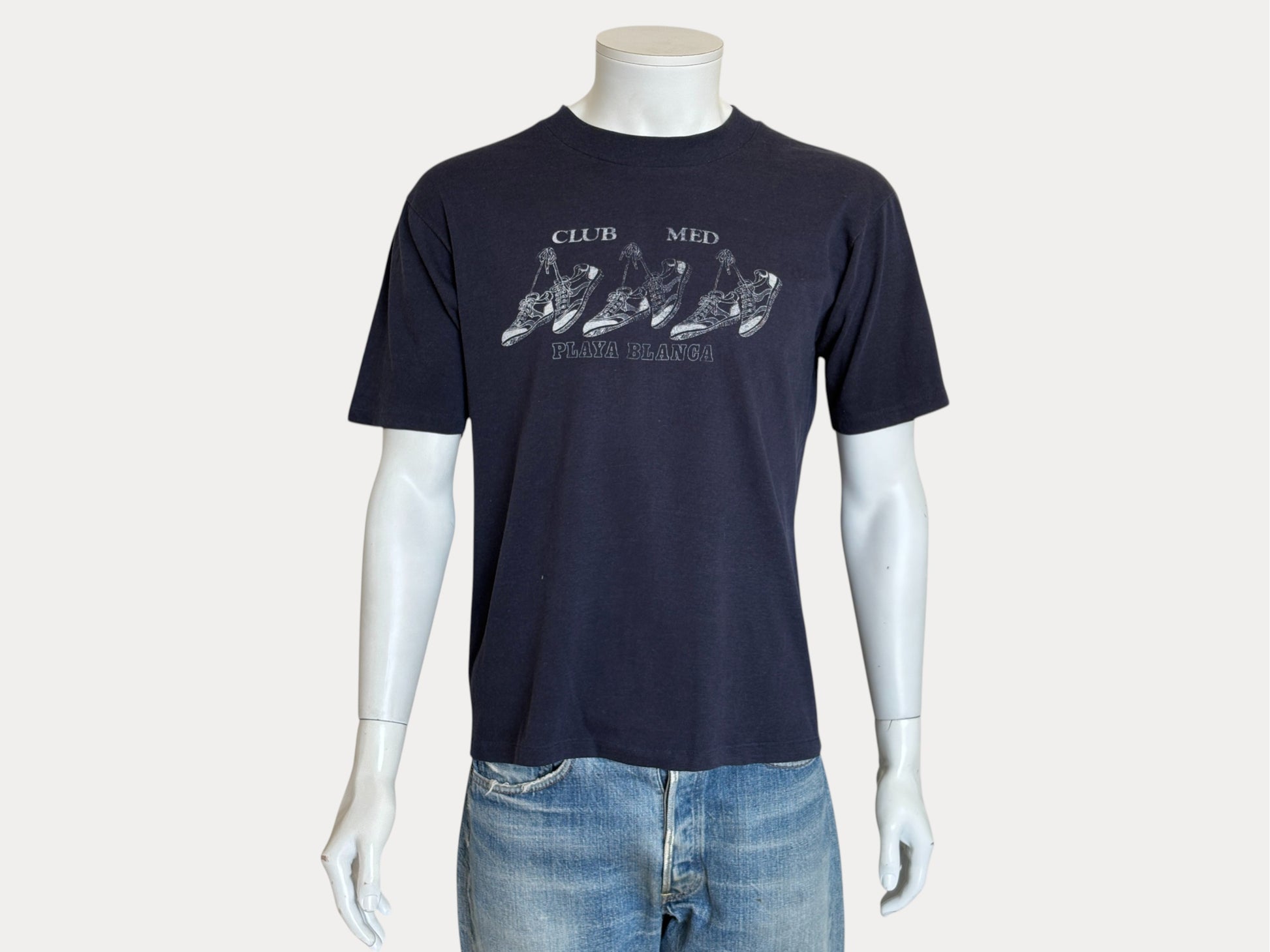 Vintage Club Med Playa Blanca T-Shirt – Size L – 1980s Graphic Sneakers Tee – Made in USA-AJ357 Studio-AJ357 Studio
