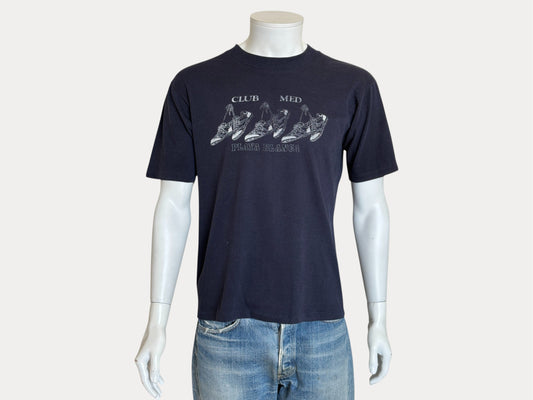 Vintage Club Med Playa Blanca T-Shirt – Size L – 1980s Graphic Sneakers Tee – Made in USA-AJ357 Studio-AJ357 Studio