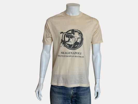 Vintage 1990 Skagenapoli Trans-European Biathlon T-Shirt – Denmark to Italy Route Map Tee. Large-AJ357 Studio-AJ357 Studio