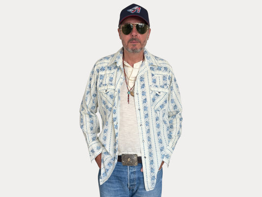 Size L. Authentic Vintage 70’s Sears Western Shirt —Floral print.-AJ357 Studio-AJ357 Studio