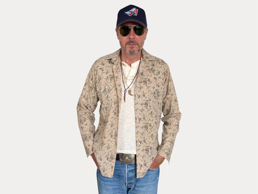Size M. Authentic Vintage 80’s Campus Western Shirt —Floral print-AJ357 Studio-AJ357 Studio