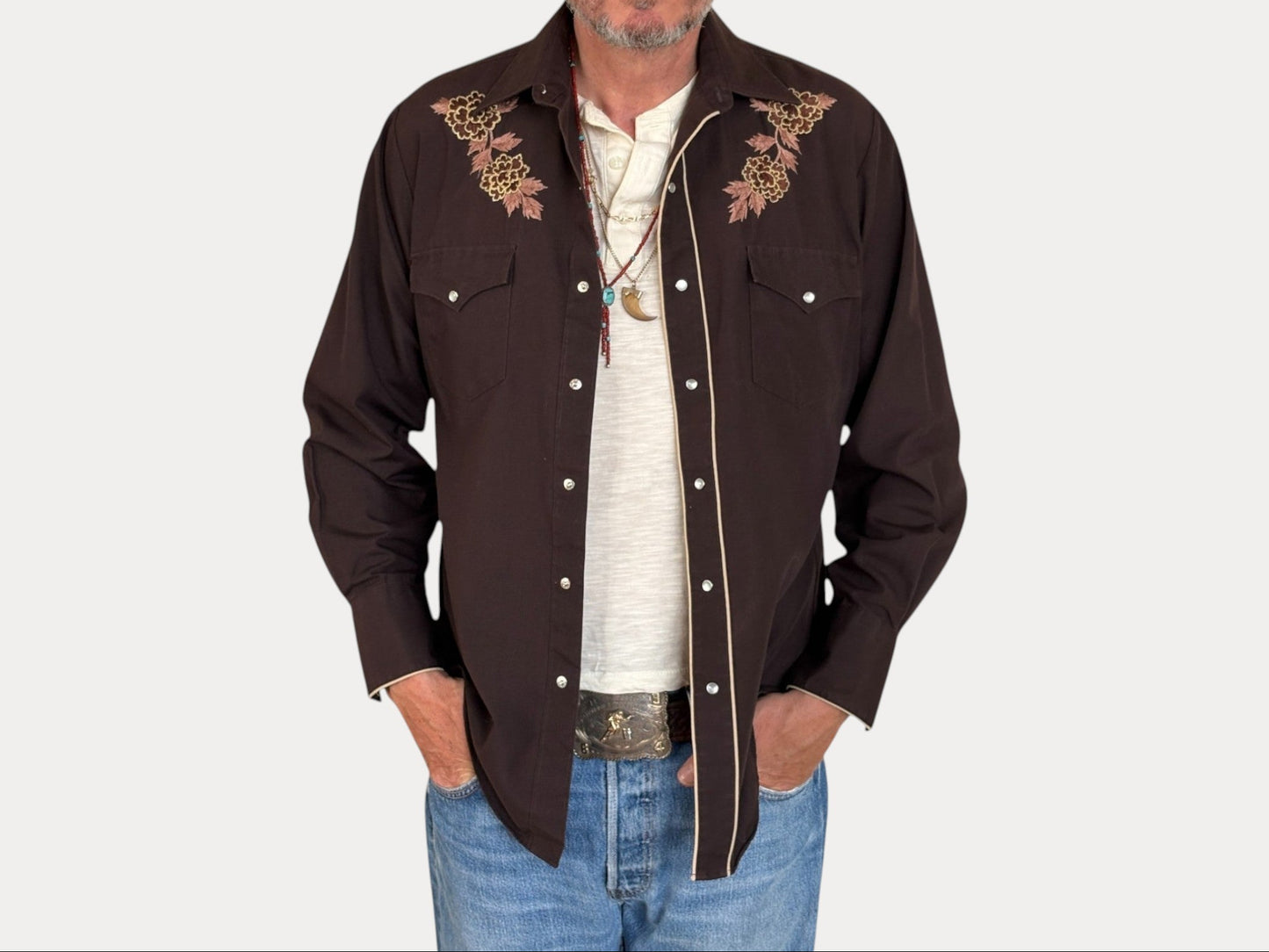 Size M. Authentic Vintage 70’s embroidered Western Shirt-AJ357 Studio-AJ357 Studio