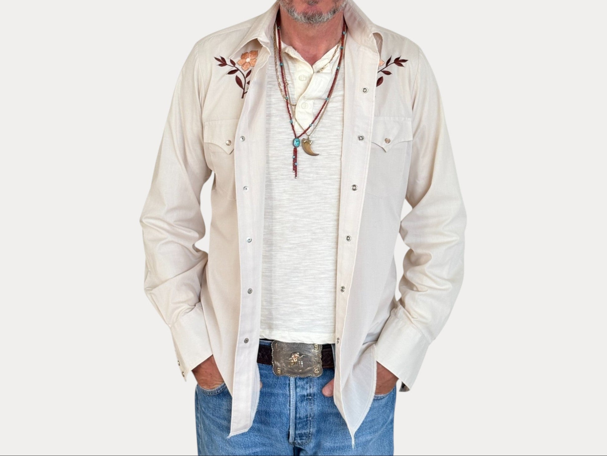 Size Med. Authentic Vintage 70’s embroidered Western Shirt-AJ357 Studio-AJ357 Studio