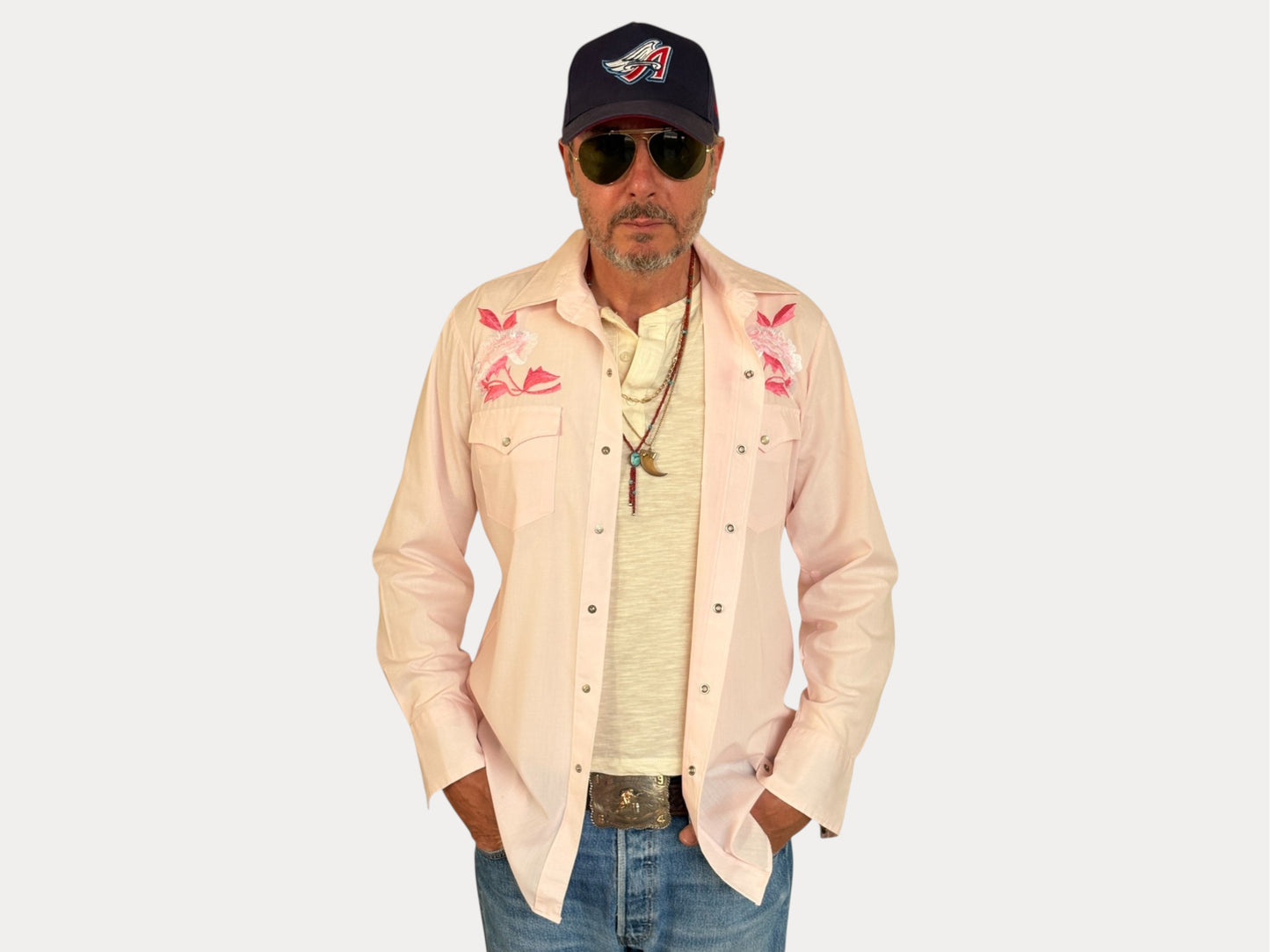 Size M -Vintage 70's Embroidered Western Shirt-AJ357 Studio-AJ357 Studio