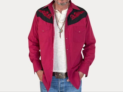 Size M. Authentic 70’s embroidered shirt Western Shirt-AJ357 Studio-AJ357 Studio