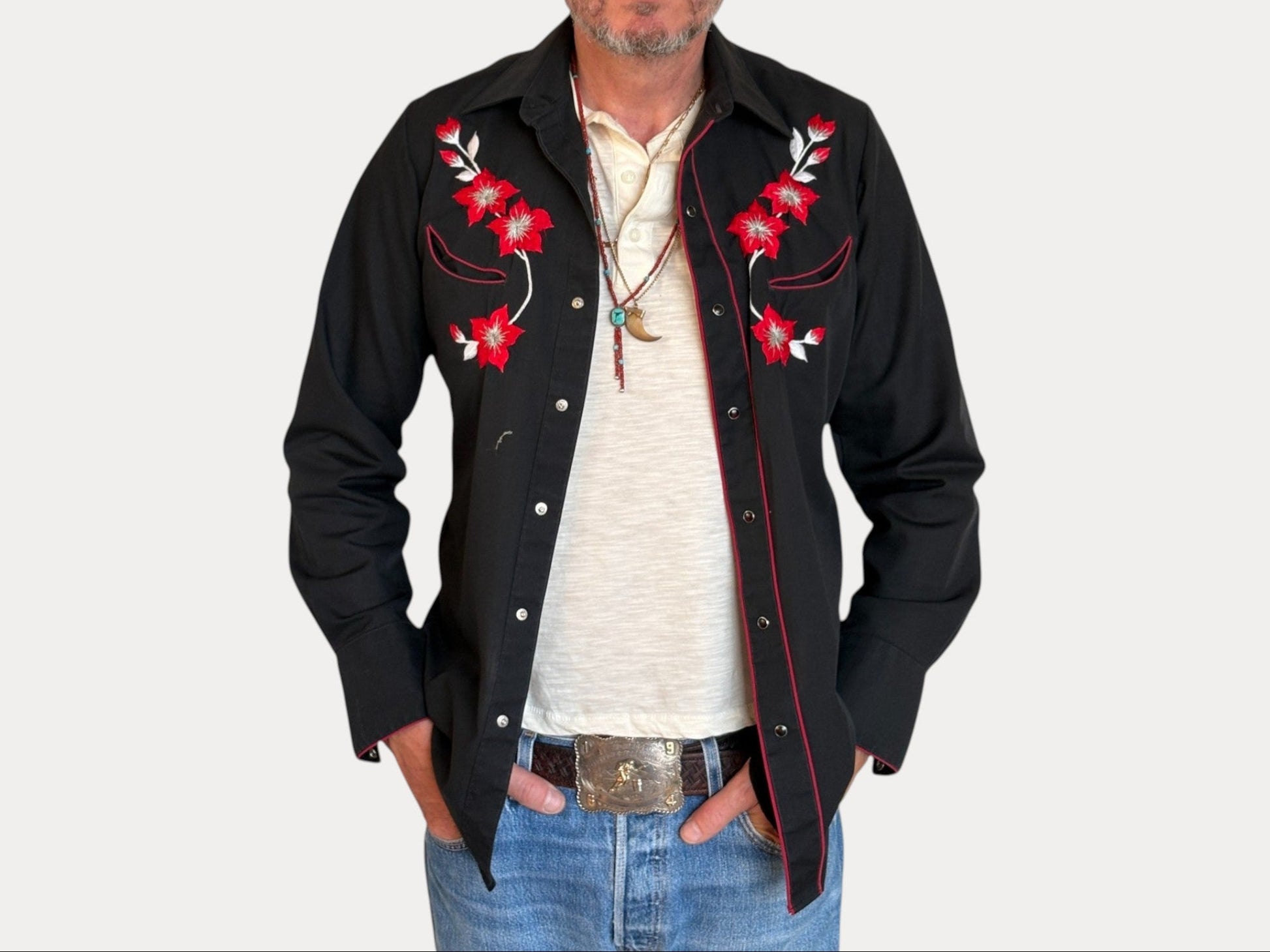 Size S. Authentic 70’s embroidered Western Shirt — Vintage Print-AJ357 Studio-AJ357 Studio