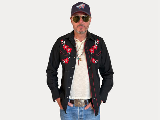 Size S. Authentic 70’s embroidered Western Shirt — Vintage Print-AJ357 Studio-AJ357 Studio