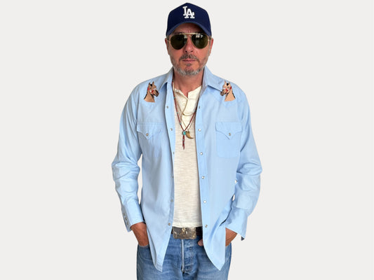 Size M. Authentic 70s Ely embroidered Western Shirt-AJ357 Studio-AJ357 Studio