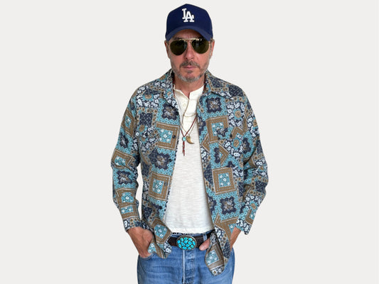 Size M. Vintage 70’s Shirt — Long Sleeve — Floral Print — Retro Summer Festival Shirt-AJ357 Studio-AJ357 Studio