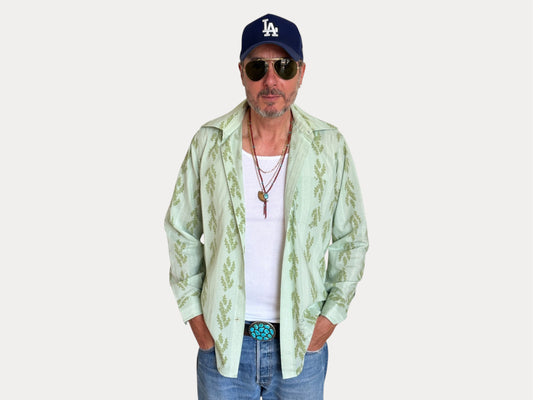 Size M. Vintage 70’s Shirt Long Sleeve Floral Print Retro Summer Festival Shirt-AJ357 Studio-AJ357 Studio
