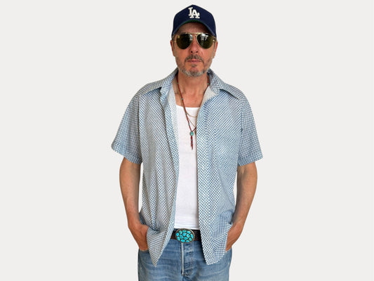Size M. Vintage 70’s Patterned Shirt – Bold Print – Festival / Boho Retro Style-AJ357 Studio-AJ357 Studio