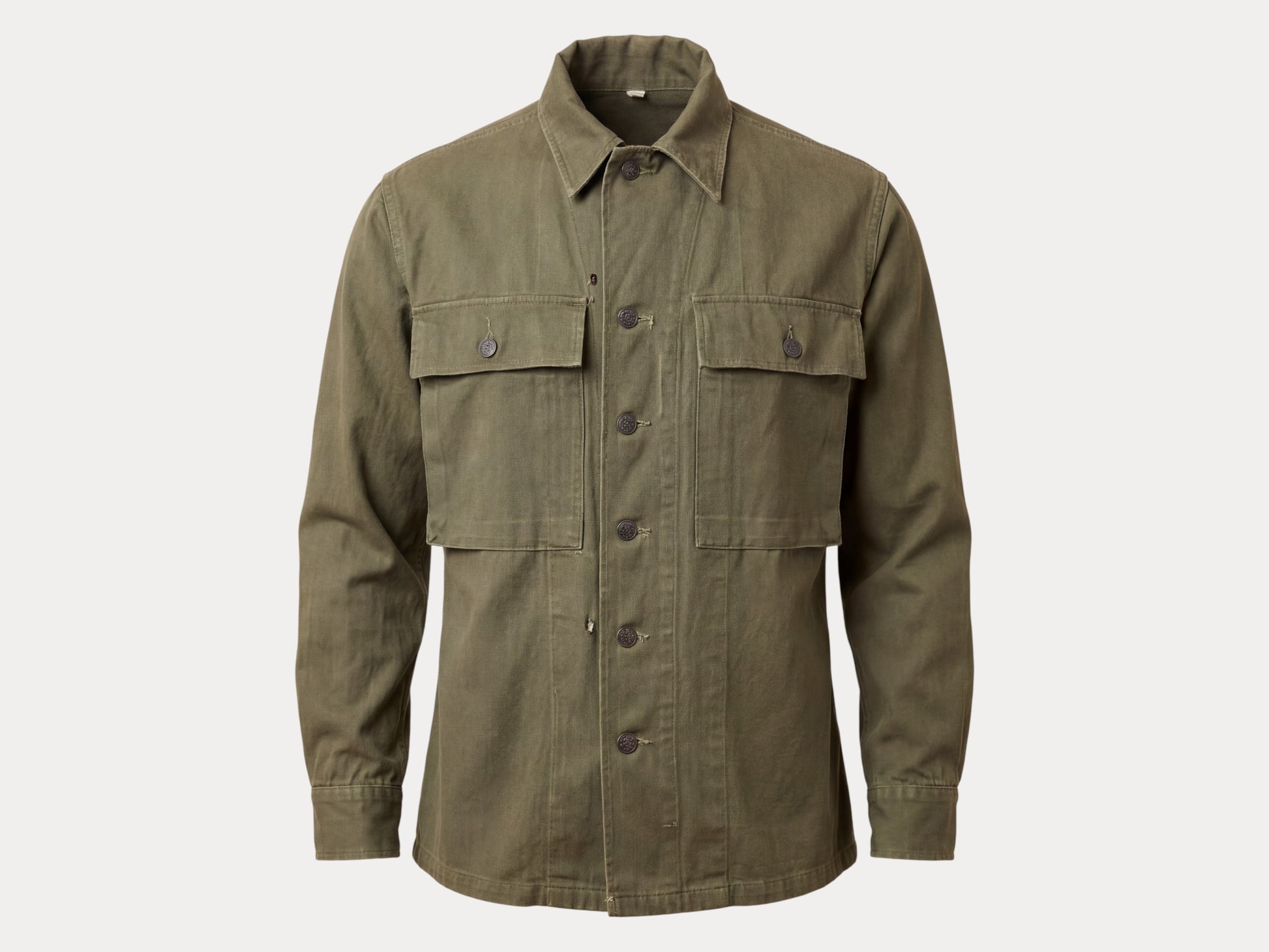 Authentic WWII US Army HBT Shirt – M1942 P-43 Model – Size 38 Reg (Med/Large)-AJ357 Studio-AJ357 Studio