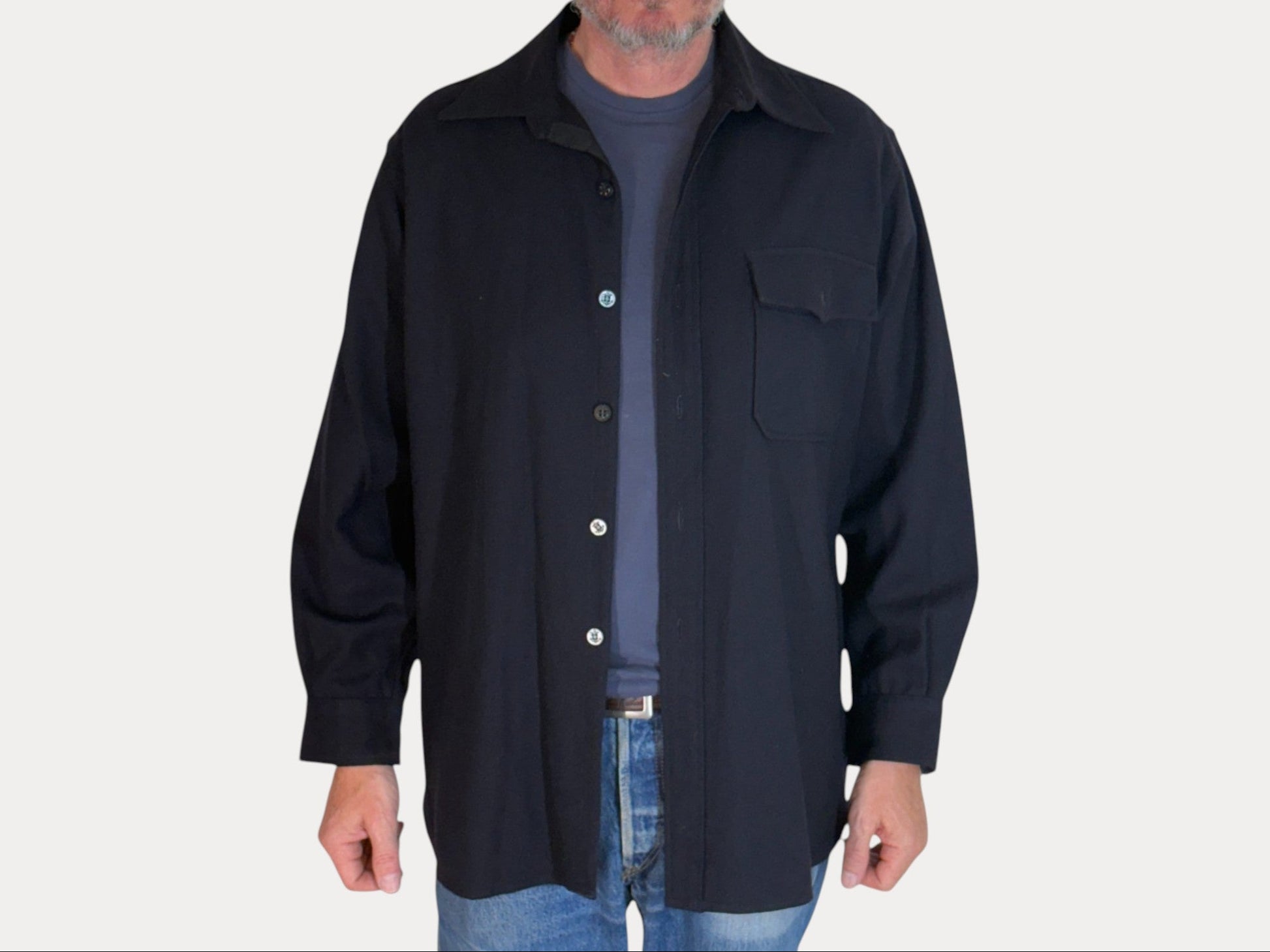 Size Large. Vintage 1940s US navy CPO (Chief Petty Officer) wool shirt 1 Pocket USN Military Issue-AJ357 Studio-AJ357 Studio