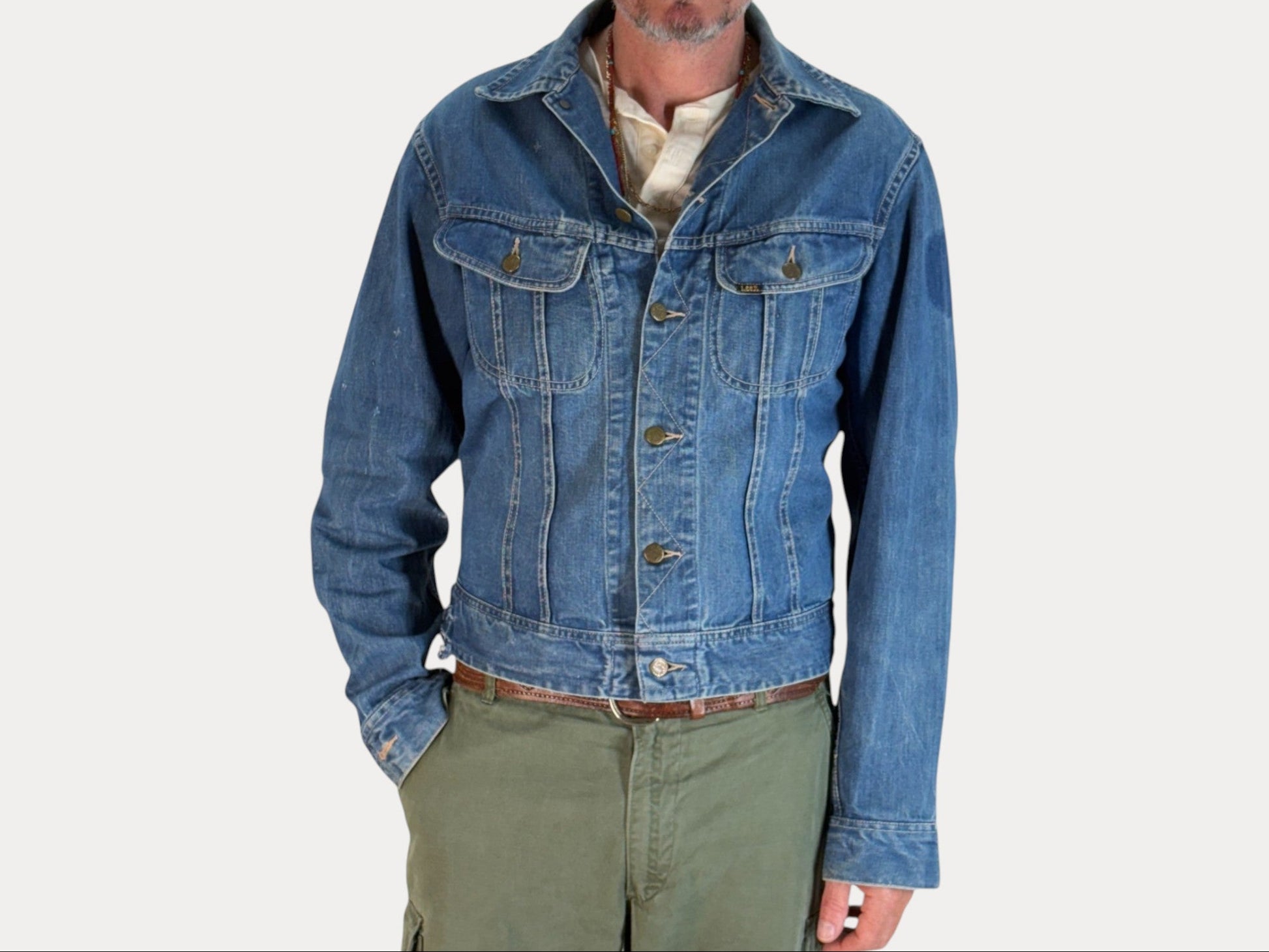 Size 42US Long/ 52EU Long. Vintage 1970s Lee Denim Jacket – 2 Chest Pockets-AJ357 Studio-AJ357 Studio
