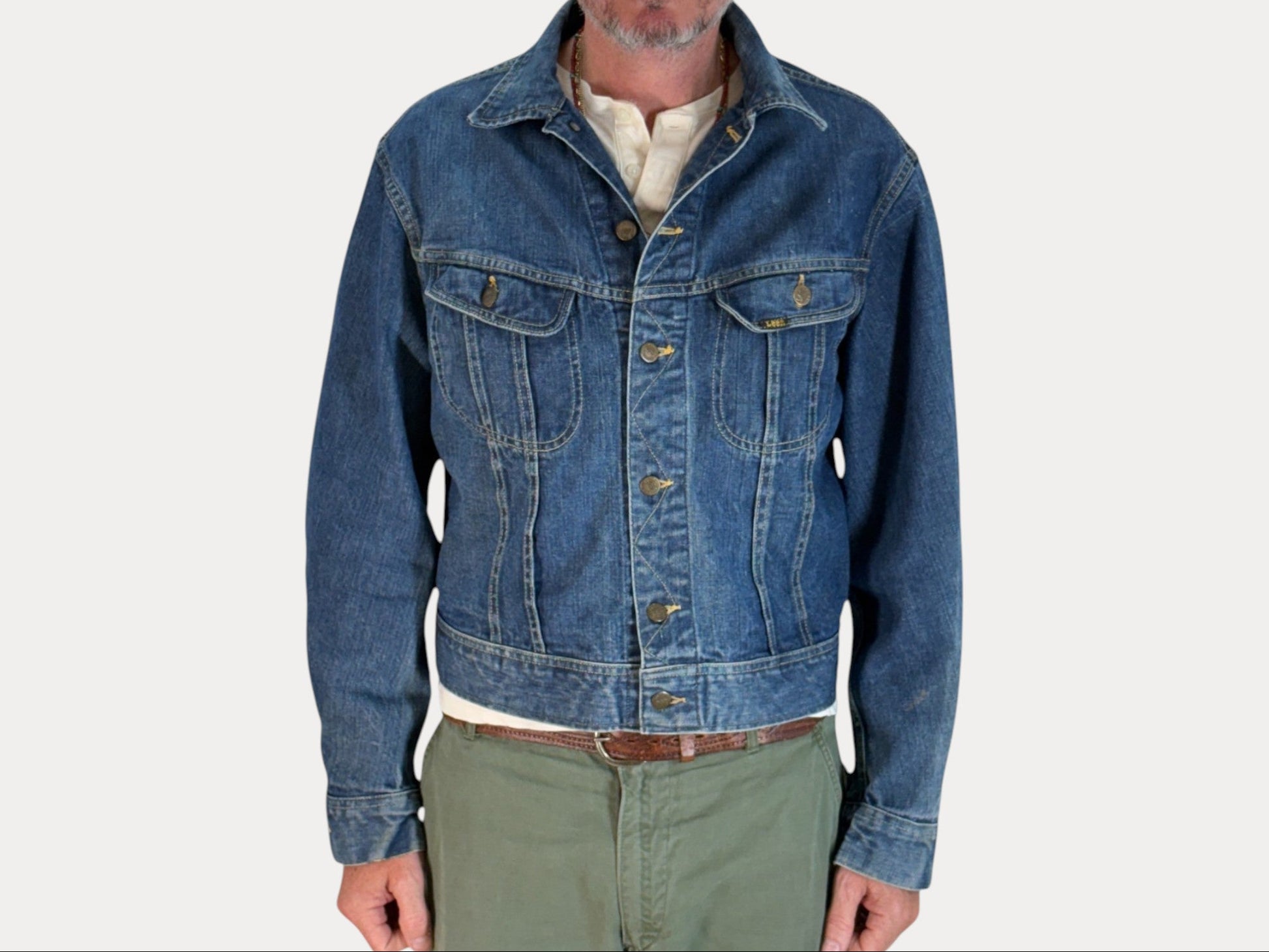 Size 42US / 52EU. Authentic 1970s Lee Union made Denim Jacket – Made in USA – Two Chest Pockets-AJ357 Studio-AJ357 Studio
